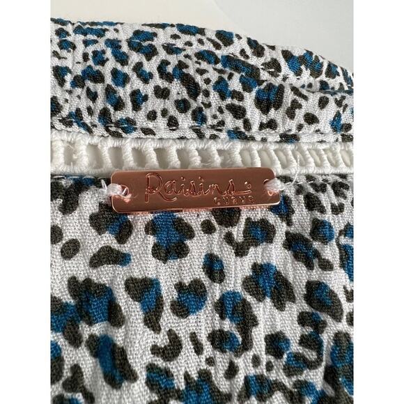 Women's Raisins Curve Blue White Animal Print Swim Beach Cover-Up 1X - Picture 5 of 8